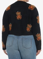 Sweet Society Teddy Pumpkin Girls Fuzzy Crop Sweater Plus