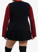 Social Collison Red & Black Stripe Ick Girls Long-Sleeve Top Plus