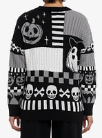 Sweet Society Black & White Ghost Patchwork Girls Cardigan