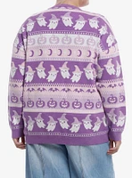 Sweet Society Pastel Ghosts & Jack-O'-Lanterns Fair Isle Girls Sweater Plus