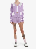 Sweet Society Pastel Purple Ghost Knit Girls Cardigan