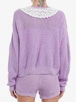 Sweet Society Pastel Purple Ghost Knit Girls Cardigan