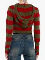 A Nightmare On Elm Street Stripe Girls Crop Knit Hoodie