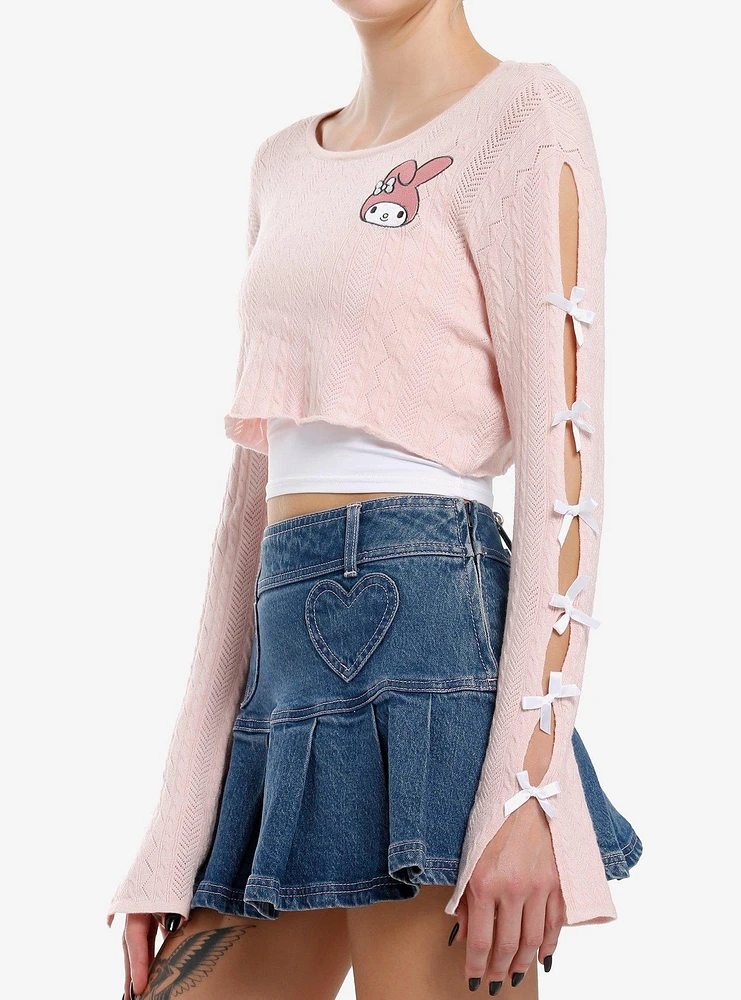 My Melody Pastel Bow Bolero Girls Crop Long-Sleeve Top