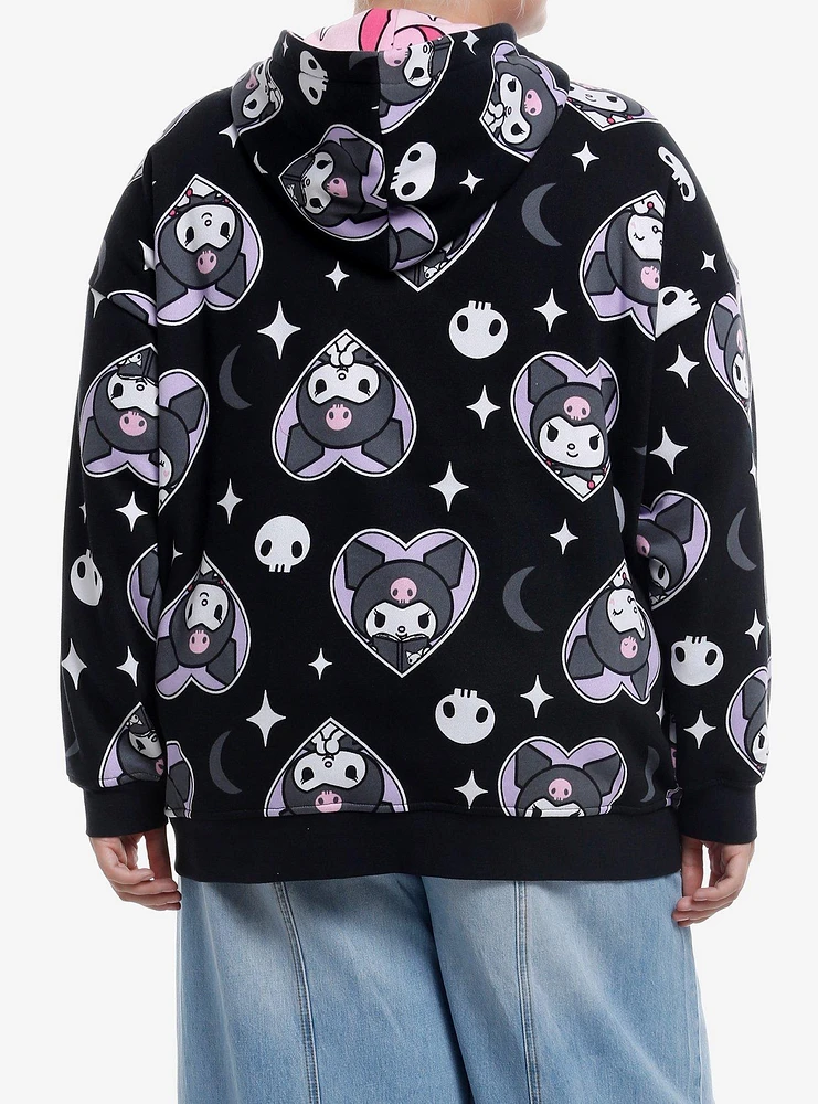 Kuromi & My Melody Hearts Girls Reversible Hoodie Plus