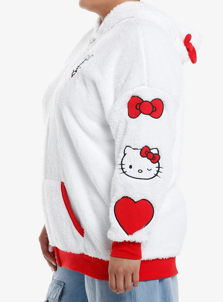 Hello Kitty 3D Ears Patch Girls Sherpa Hoodie Plus