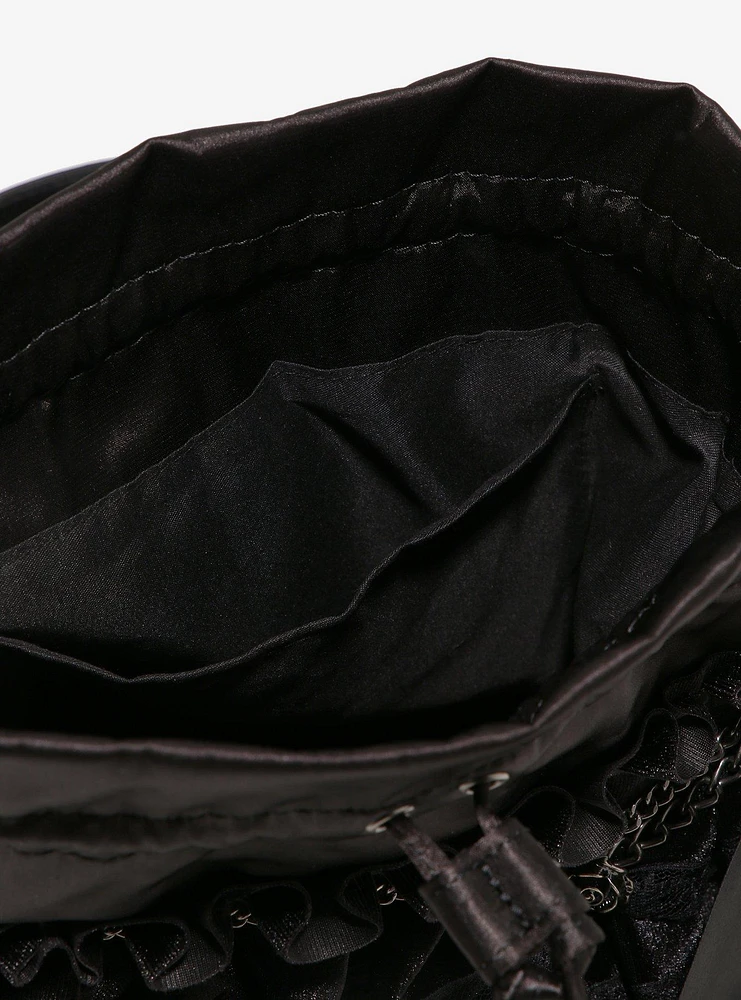 Black Ruffle Chain Bucket Bag Hot Topic Exclusive