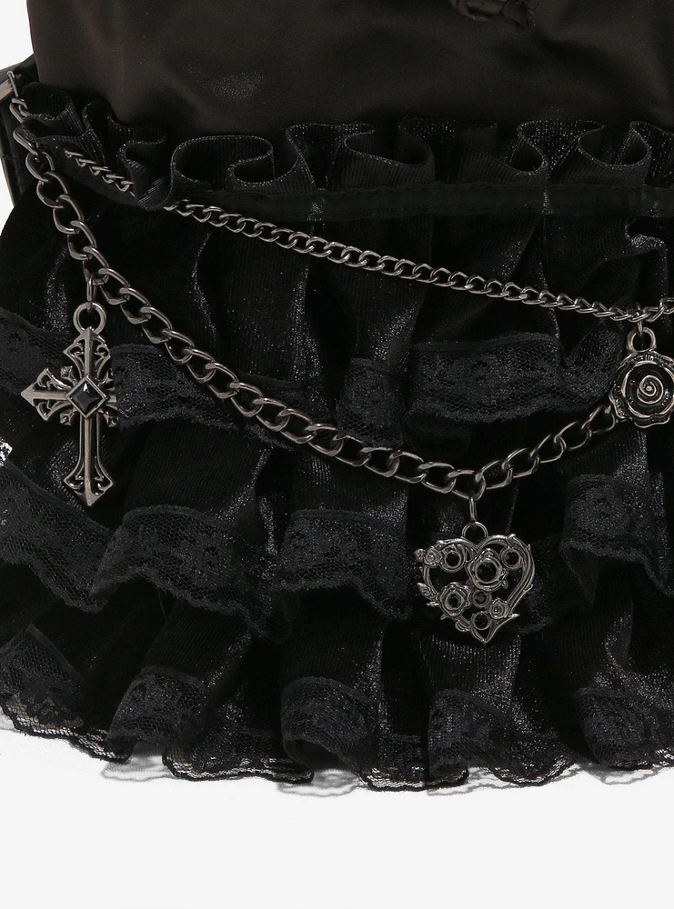 Black Ruffle Chain Bucket Bag Hot Topic Exclusive