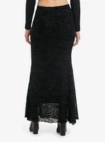 Cosmic Aura Black Velvet Spiderweb Maxi Mermaid Skirt