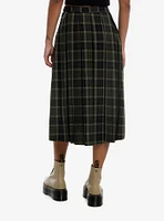 Thorn & Fable Green Plaid Midi Skirt