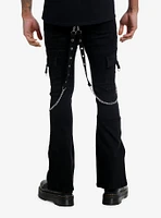 Black Double Chain Flare Stinger Pants