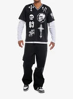 Social Collision Eternal Skulls Jersey Twofer Long-Sleeve T-Shirt