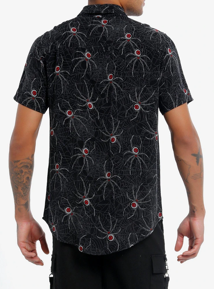 Eyeball Spider Woven Button-Up