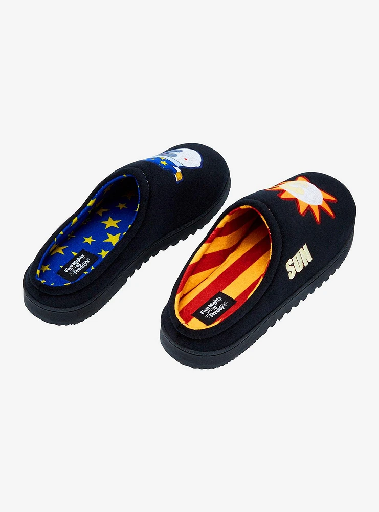 Five Nights At Freddy's Sun & Moon Mismatch Slippers Hot Topic Exclusive