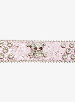 Pink Glitter Bling Skull Belt