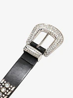 Black & Silver Bling Western Belt