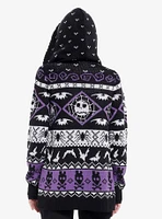 Her Universe The Nightmare Before Christmas Purple Fair Isle Girls Sherpa Cardigan