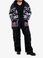 Her Universe The Nightmare Before Christmas Purple Fair Isle Girls Sherpa Cardigan Plus