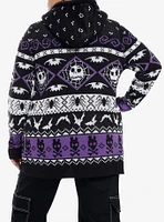 Her Universe The Nightmare Before Christmas Purple Fair Isle Girls Sherpa Cardigan Plus