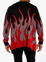 Social Collision Red & Grey Flame Cardigan