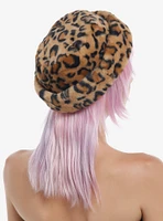 Leopard Print Fuzzy Hat