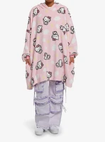 Hello Kitty Allover Print Fuzzy Overside Hoodie