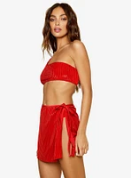 Dippin' Daisy's Aglow Adjustable Side Tie Swim Cover-Up Skirt Wild Cherry