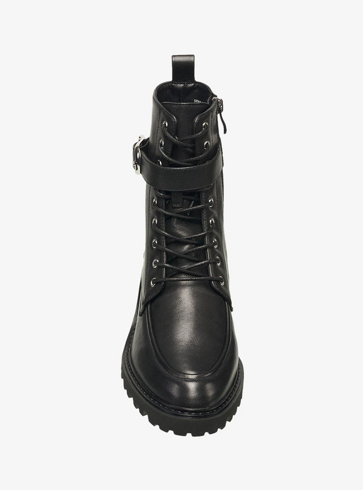 Black Luca Leather Lace Up Boots