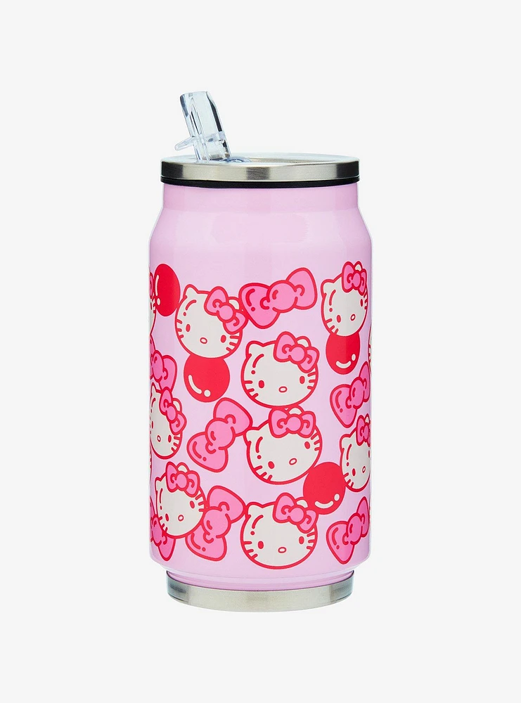 Hello Kitty Pink Bows & Boba Soda Can Water Bottle