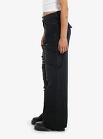 Black Destructed Cargo Wide Leg Pants