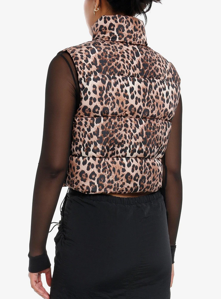 Cheetah Print Girls Puffer Vest