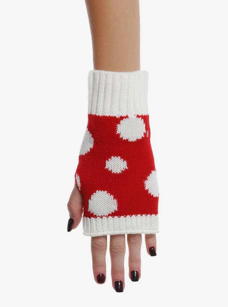 White & Mushroom Fingerless Gloves