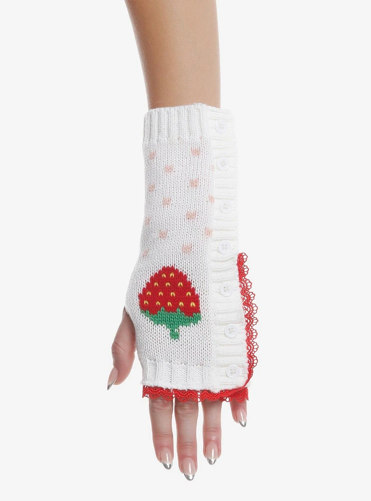 Strawberry Intarsia Arm Warmers