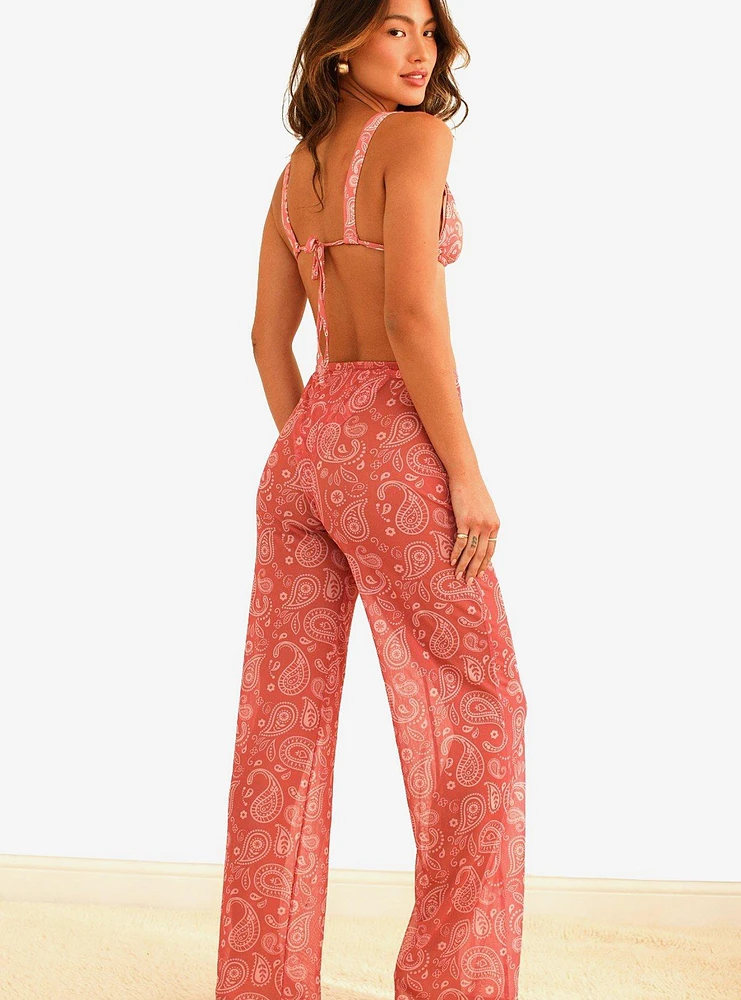 Dippin' Daisy's That Girl Swim Cover-Up Pants Pink Paisley