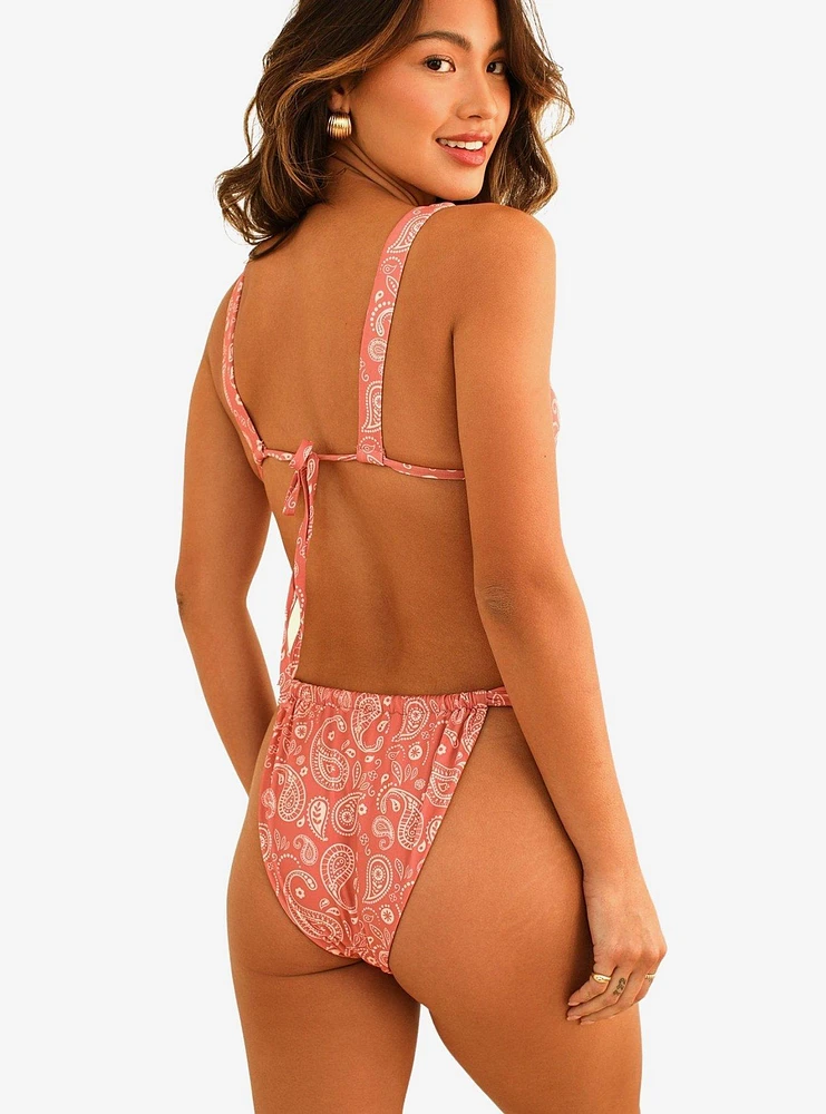 Dippin' Daisy's Descanso Tie Triangle Swim Top Pink Paisley