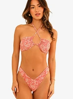 Dippin' Daisy's Amalfi String Tie Bandeau Swim Top Pink Paisley