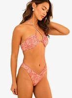 Dippin' Daisy's Amalfi String Tie Bandeau Swim Top Pink Paisley