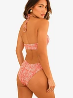 Dippin' Daisy's Amalfi String Tie Bandeau Swim Top Pink Paisley