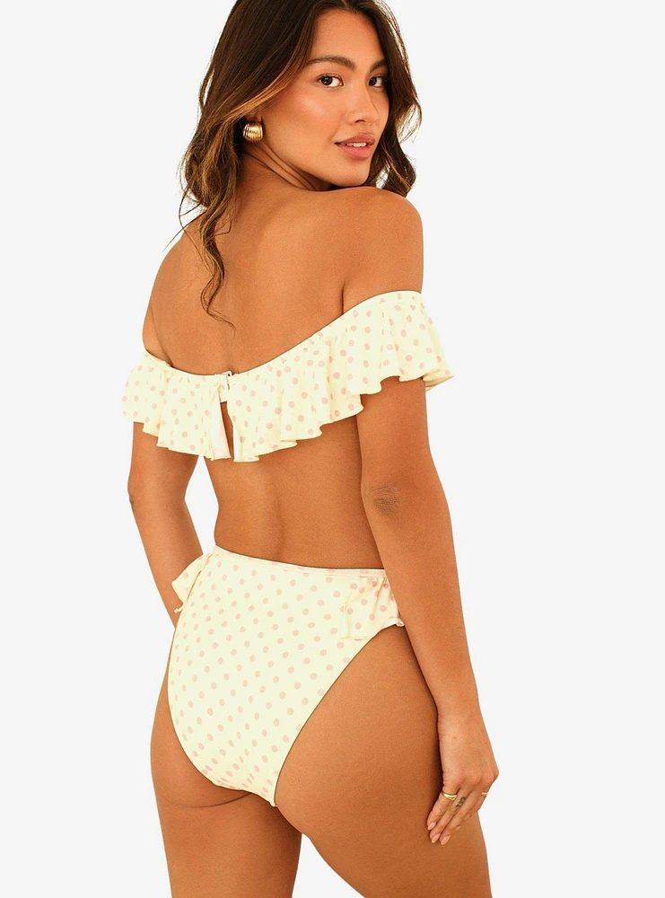 Dippin' Daisy's Poppi High Waisted Cheeky Swim Bottom Dotted Pink