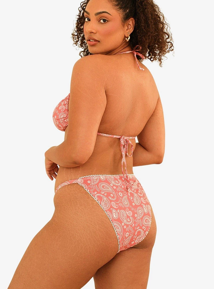 Dippin' Daisy's Christina Tie Straps Bandeau Swim Top Pink Paisley