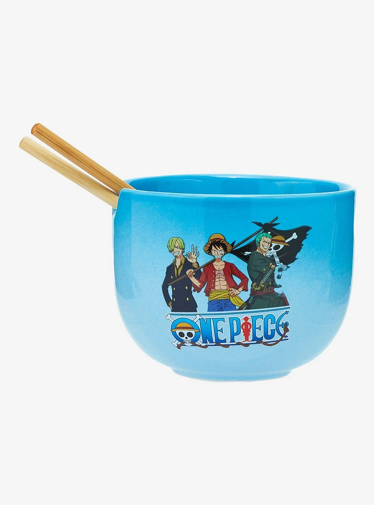 One Piece Blue Ramen Bowl With Chopsticks