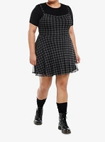 Social Collision Black & Grey Houndstooth Twofer Dress Plus