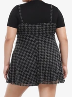 Social Collision Black & Grey Houndstooth Twofer Dress Plus