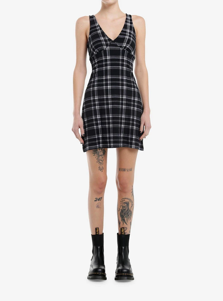 Black & White Plaid Mini Dress