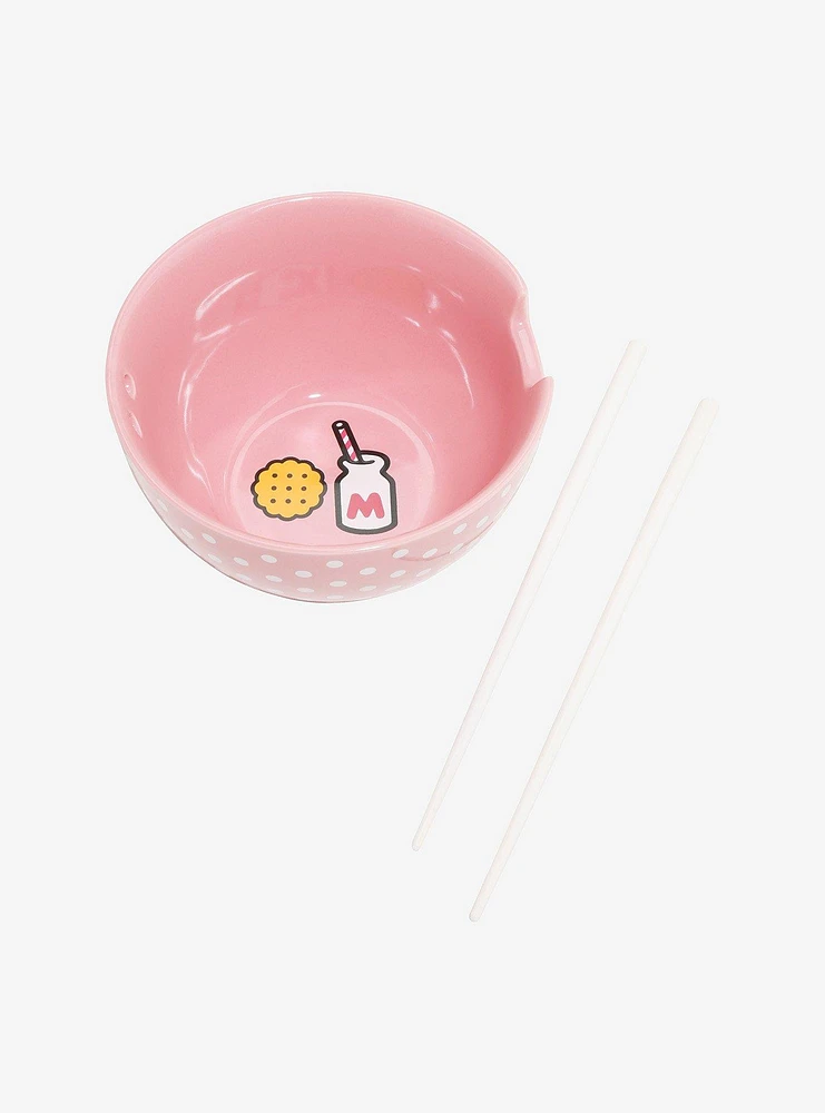 Hello Kitty Milk & Cookies Ramen Bowl With Chopsticks