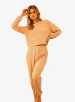 Dippin' Daisy's Scout Long Sleeve Oversized Crop Sweater Nude