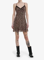 Social Collision Cheetah Print Mesh Cami Dress