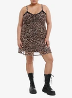 Social Collision Cheetah Print Mesh Cami Dress Plus