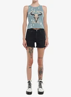 Wild West Longhorn Skull Splatter Girls Tank Top