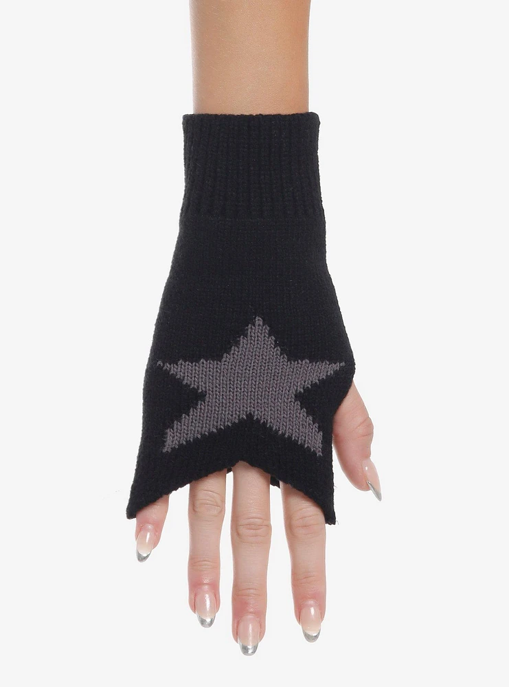 Black & Grey Star Angular Fingerless Gloves